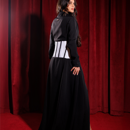 Black and White Corset Abaya