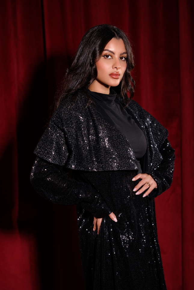Black Sequin Abaya