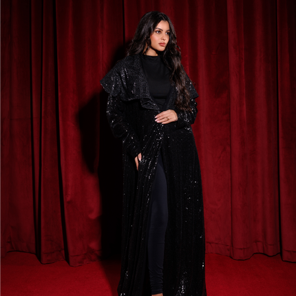 Black Sequin Abaya