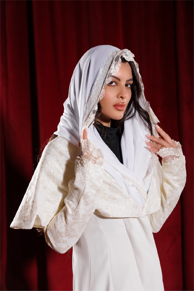 Off-white Lace Abaya