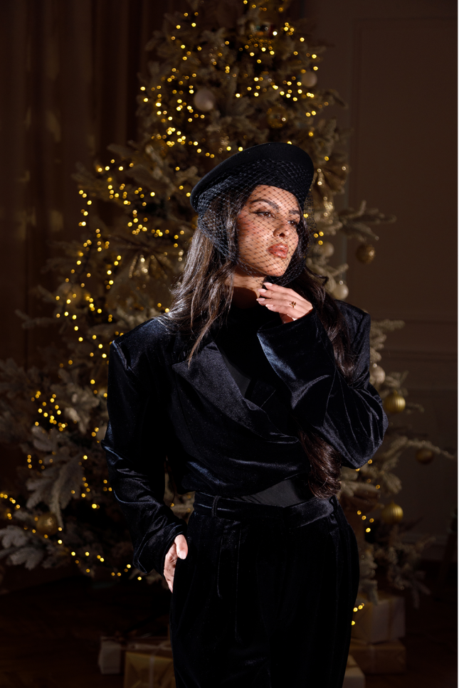Black velvet jacket & pants set size M