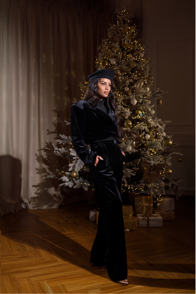 Black Velvet Jacket & Pants Set